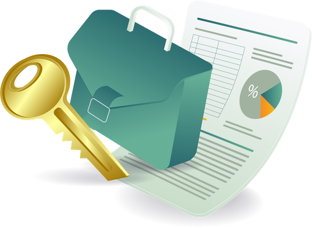 Business company data letter with security key  Illustration