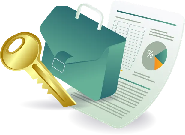 Business company data letter with security key  Illustration