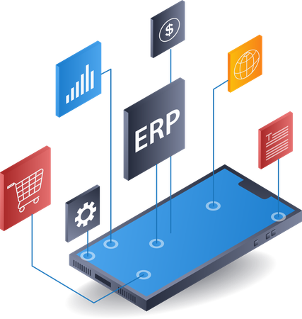 Business company ERP smartphone management  イラスト