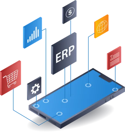 Business company ERP smartphone management  Illustration