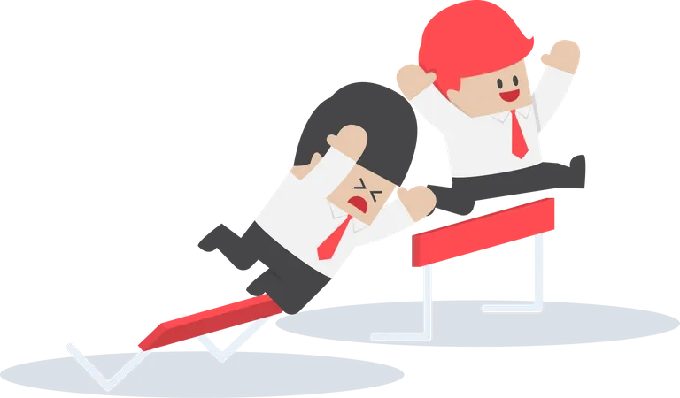 Businessman And His Rival In Hurdle Race VECTOR EPS 10 Illustration