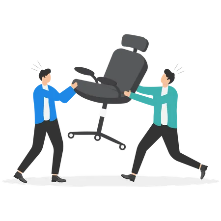 Business Competition Fight Or Compete For Vacancy Job Promotion Or Career Development Concept Businessmen Competitor Fight And Pulling Office Management Chair Illustration