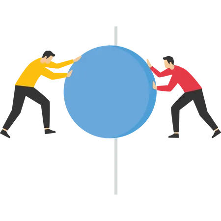 Business Competition Concept Knocking Over Each Other Leadership Competition Between Two Businessmen Pushing Each Other Big Stone To Eliminate Competition Illustration
