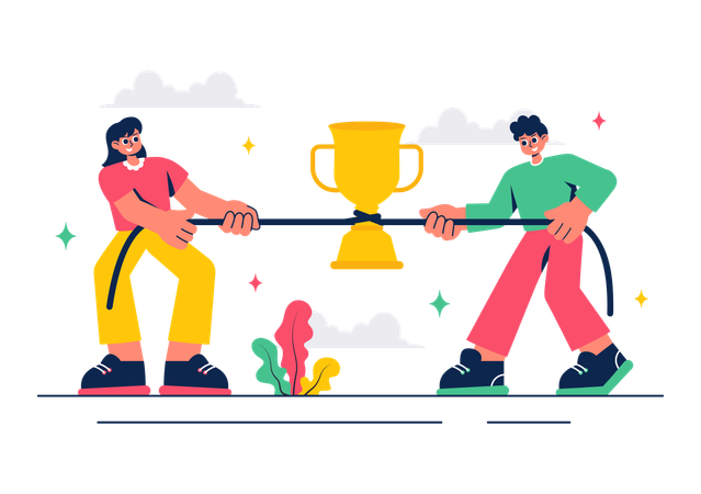 Business Competition Tug of War  Illustration