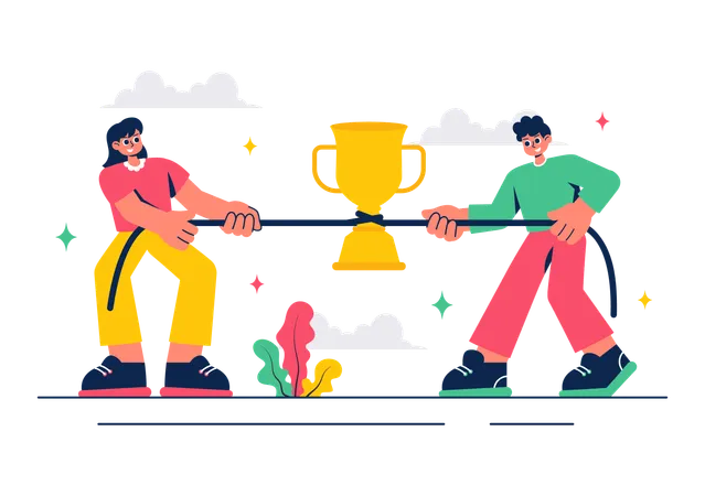 Business Competition Tug of War  Illustration