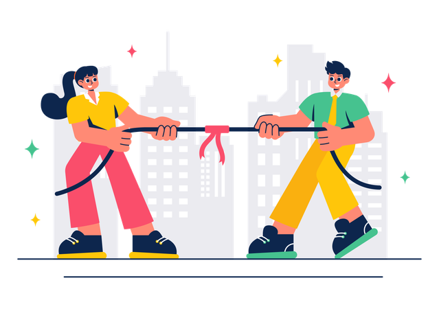 Business Competition Tug of War  Illustration