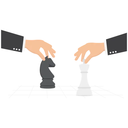 Business Strategy Concept Chess Game As A Symbol Of Business Businessmen Moving Chess Figures Isolated Vector Illustration 일러스트레이션