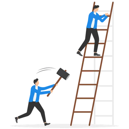 Business competitors making each other fall down from success ladder  Illustration