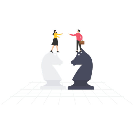 Business competitors playing chess striving for success,  and game concept  Illustration