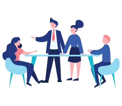 Group Of Business People At Work Office Meeting Professional Communication Isolated Flat Vector Illustration Illustration