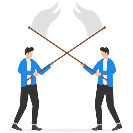 Business Conflict Concept Business War Vector Illustration Fighting Flat Business Cartoon Design Illustration