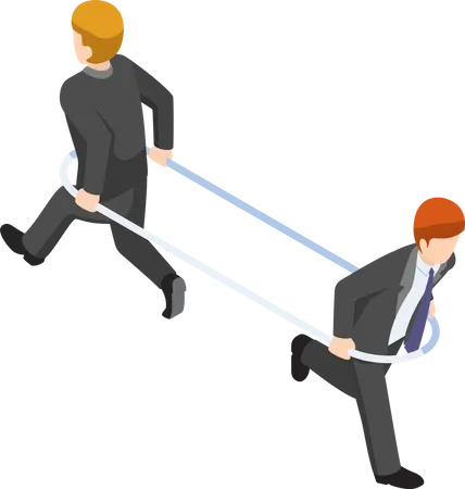 Flat 3 D Isometric Businessman In The Hoop Running Different Way From Each Other Business Conflict Concept Illustration