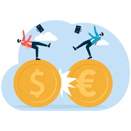 Business conflicts and financial currency wars  Illustration