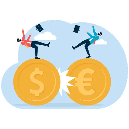 Business conflicts and financial currency wars  Illustration