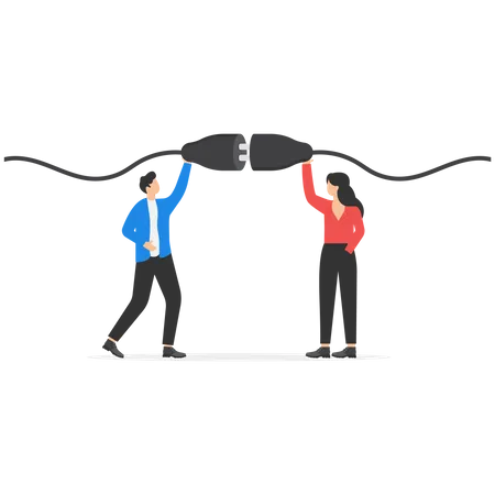 Connection Business People Hold Plug And Outlet In Hand Concept Business Vector Illustration Business 일러스트레이션