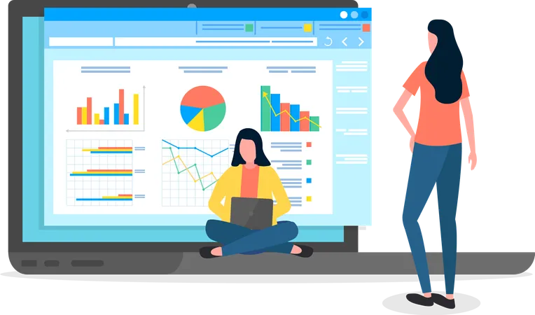 Business consultant consulting the business statistics  Illustration