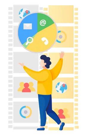 Distance Learning Or Working Around The World With Students Or Employees From Different Countries Online Courses Or Work Remotely Vector Illustration With A Man And Means Of Communication Icons Illustration
