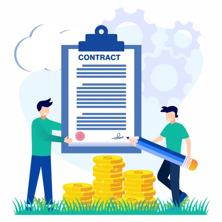 Illustration Vector Graphic Cartoon Character Of Business Contract Illustration