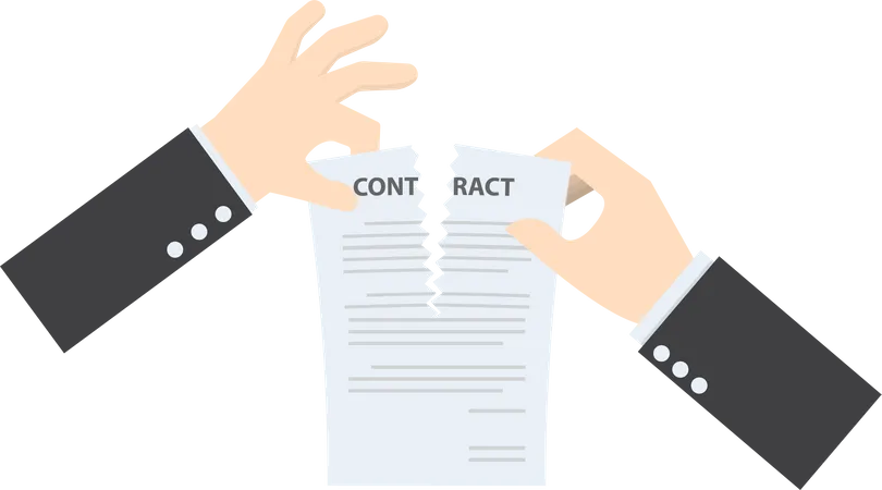 Businessman Hands Tearing Apart Contract Document VECTOR EPS 10 イラスト