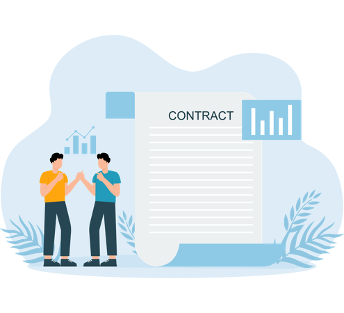 Business Contract signed between partners  Illustration