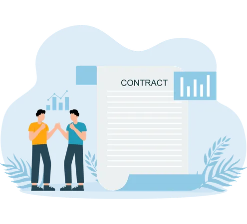 Business Contract signed between partners  Illustration