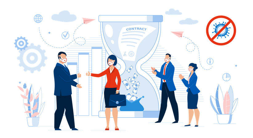 Business Contract Successful Deal with Time and Money concept  Illustration