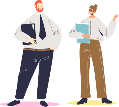 Business conversation between company employees Illustration