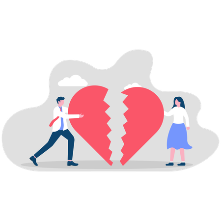 Business couple having breakup  Illustration