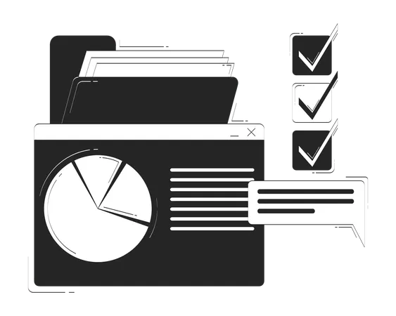 Business-Dashboard mit Diagrammdateien und Checkliste  Illustration