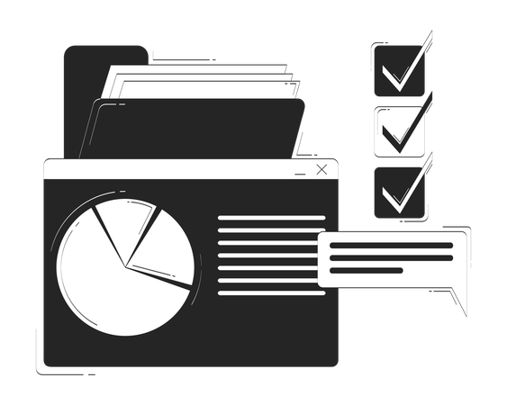 Business dashboard with charts files and checklist  Illustration