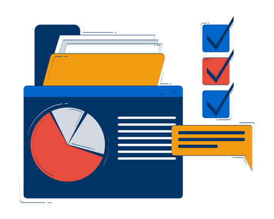 Business dashboard with charts files and checklist  Illustration
