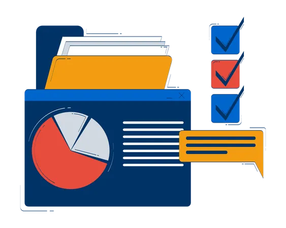 Business dashboard with charts files and checklist  Illustration