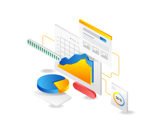 Business data analysis and seo analysis digital optimization  Illustration