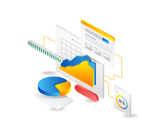 Business data analysis and seo analysis digital optimization  Illustration