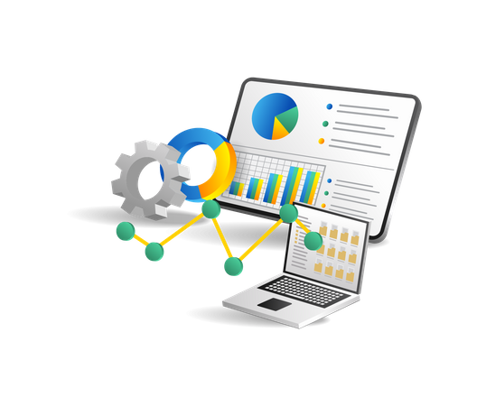 Business Data Analysis Folder  Illustration