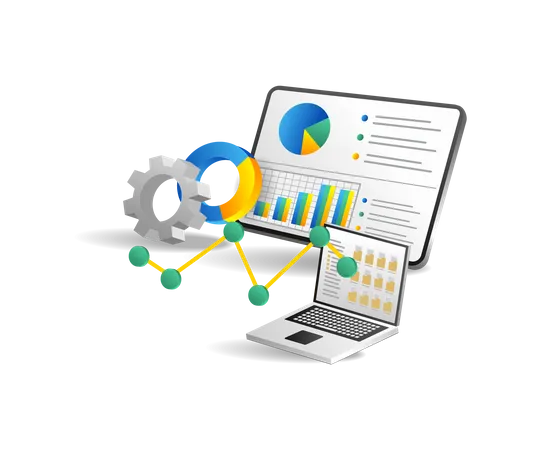 Business Data Analysis Folder  Illustration