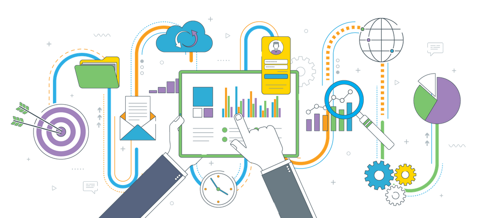 Business data analysis management Illustration