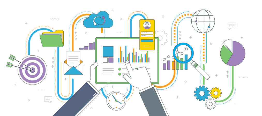 Business data analysis management  Illustration