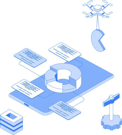 Business data presented on presentation board  Illustration