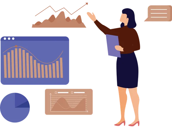Business Data Scientist arbeitet an Daten Illustration