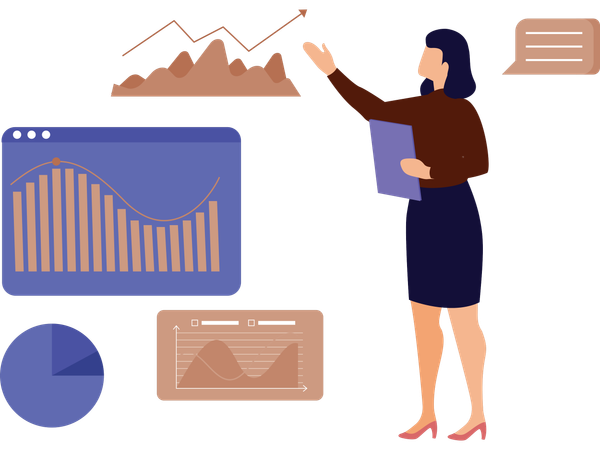 Business data scientist working on data  Illustration