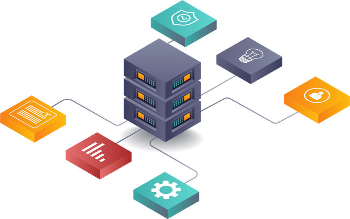 Business Data Storage Center Server  Illustration