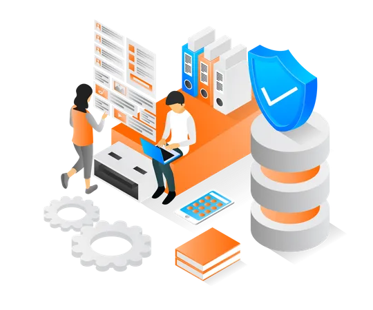 Business data storage  Illustration