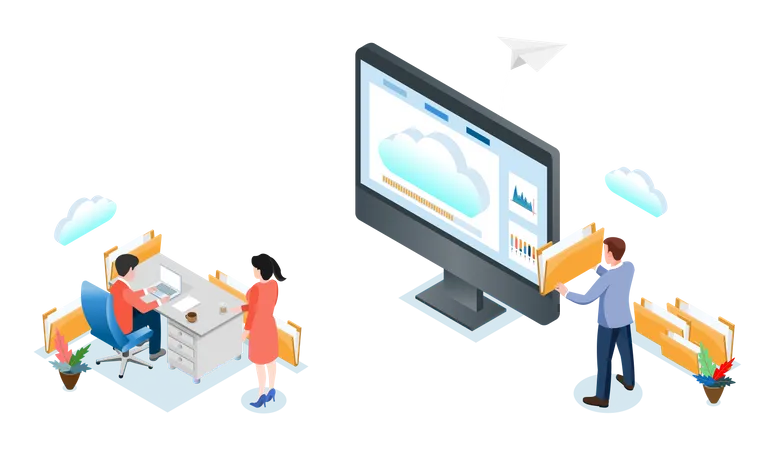 Business data storage  Illustration