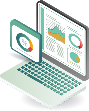 Business data with business report  Illustration