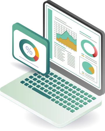 Business data with business report  Illustration