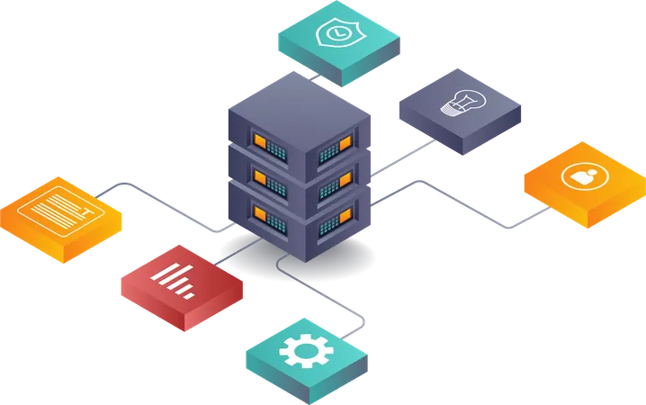 Business Data Storage Center-Server  Illustration