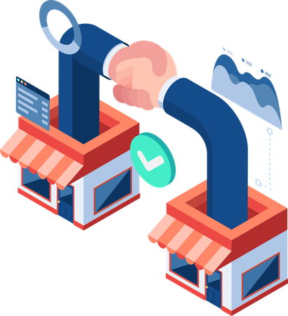 Business Deal Between Shopping Store  Illustration