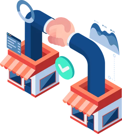 Business Deal Between Shopping Store  Illustration