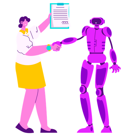 Business Deal with Robot  Illustration